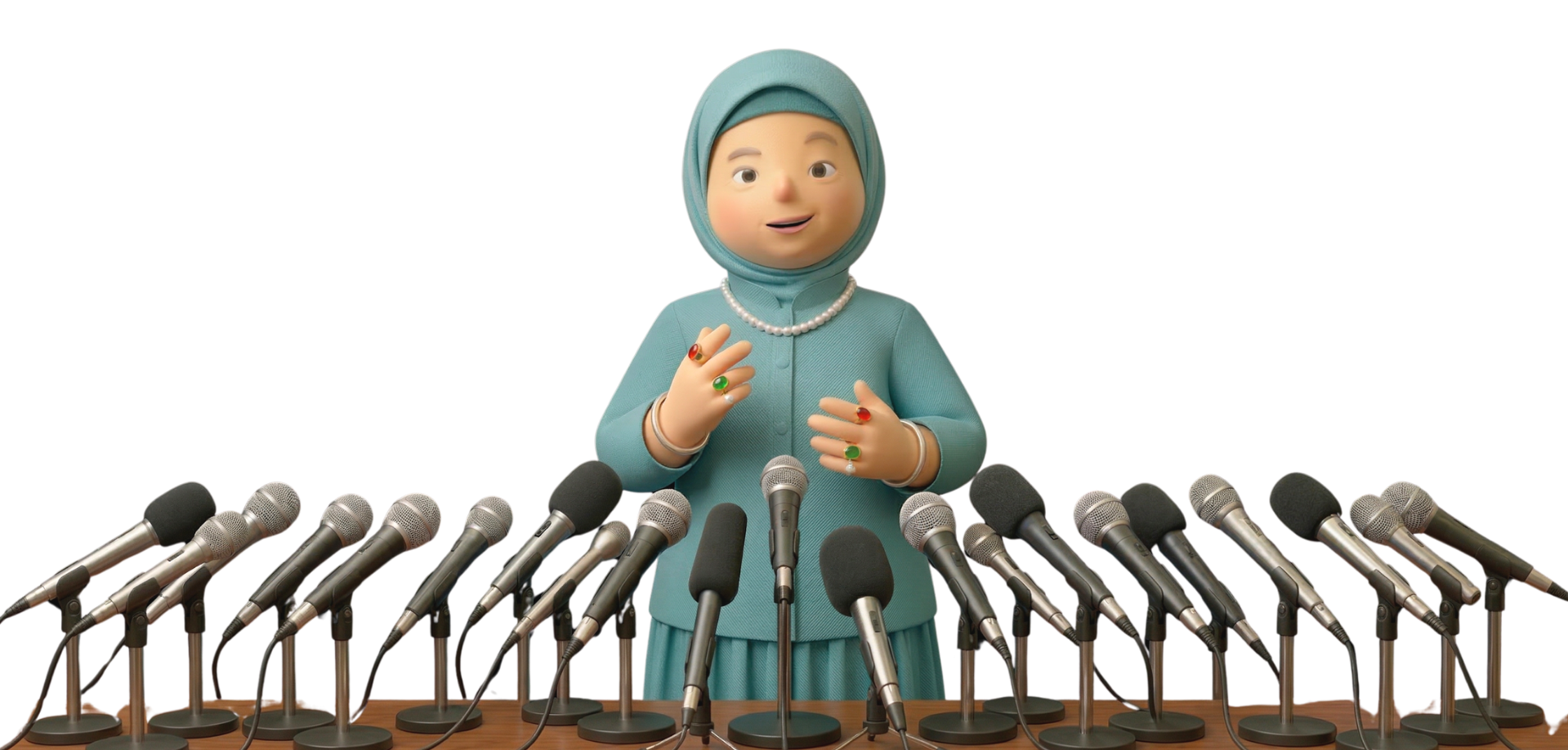 Bu Atin with microphones